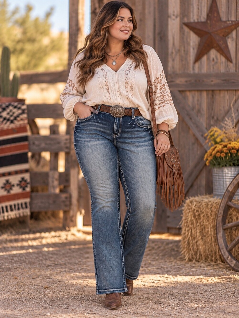 Ariya Jeans Curvy Slim Boot | Bootcut Embellish Rhinestones Boho Chic Western